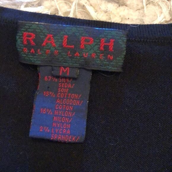 Ralph Ralph Lauren M silk and cotton beaded V-neck three-quarter sleeve dress - Picture 14 of 15